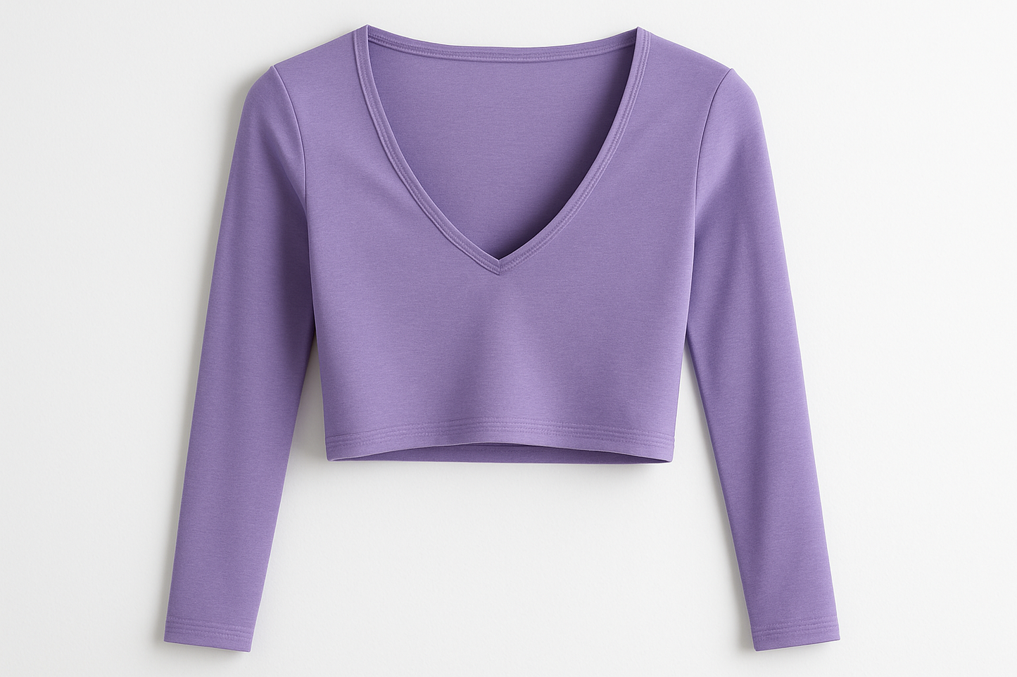 lavendelpaarse croptop met longsleave en vhals