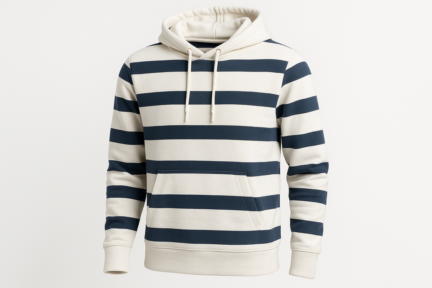 wit met marine blauw gestreepte hoodie