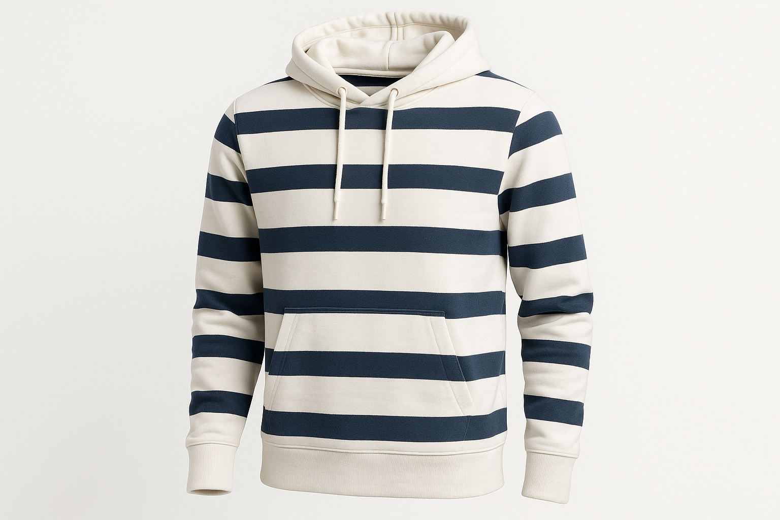 wit met marine blauw gestreepte hoodie