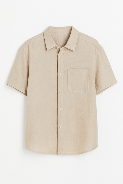 Elegante Korte linnen blousen voor mannen