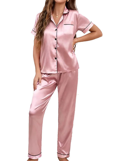 Satijnen Pyjama Set Lang Vrouwen