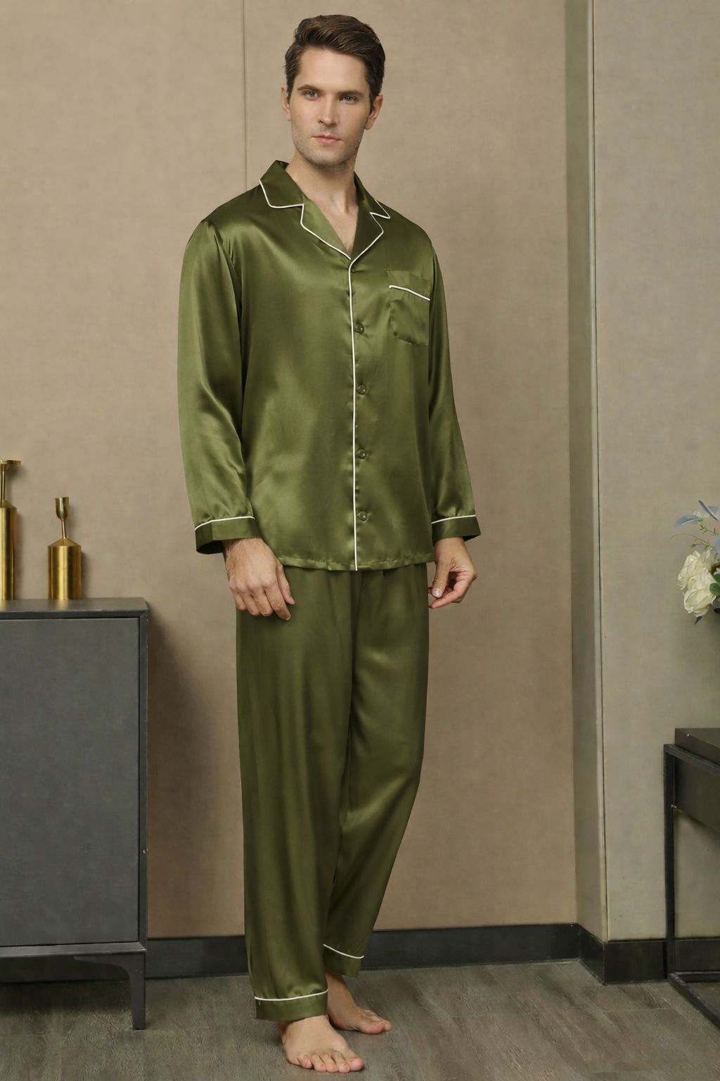 Satijnen Pyjama Lang Heren