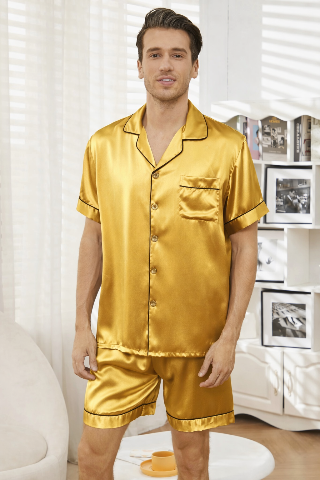 Satijnen Pyjama Kort Heren